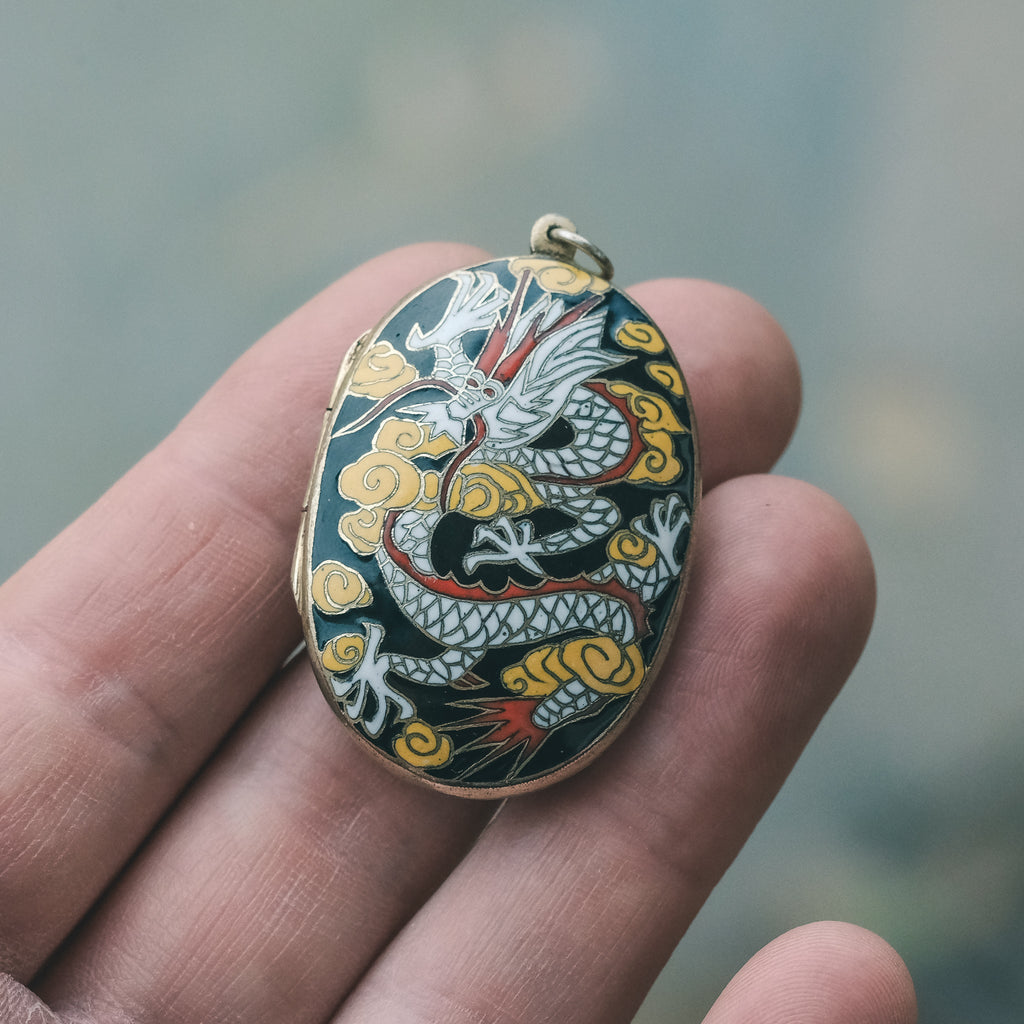 Vintage Chinese Dragon Locket - Lost Owl Jewelry