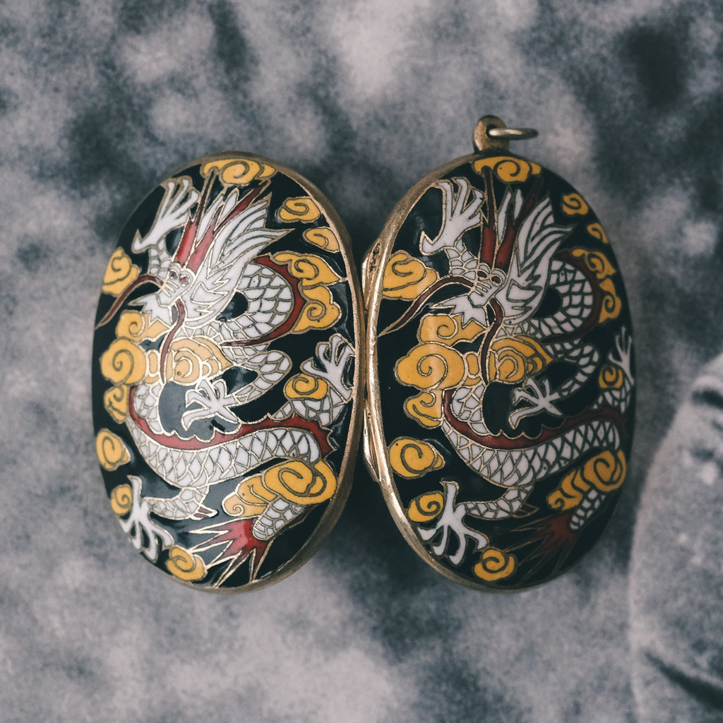 Vintage Chinese Dragon Locket - Lost Owl Jewelry