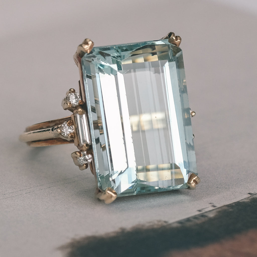 Vintage Colossal Aquamarine Ring - Lost Owl Jewelry