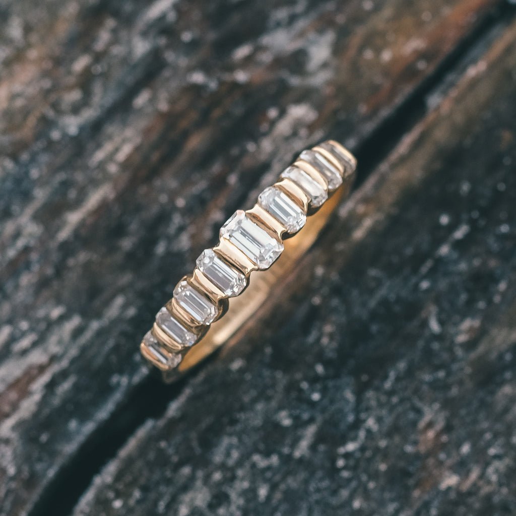 Vintage Diamond Stepped Eternity Ring - Lost Owl Jewelry