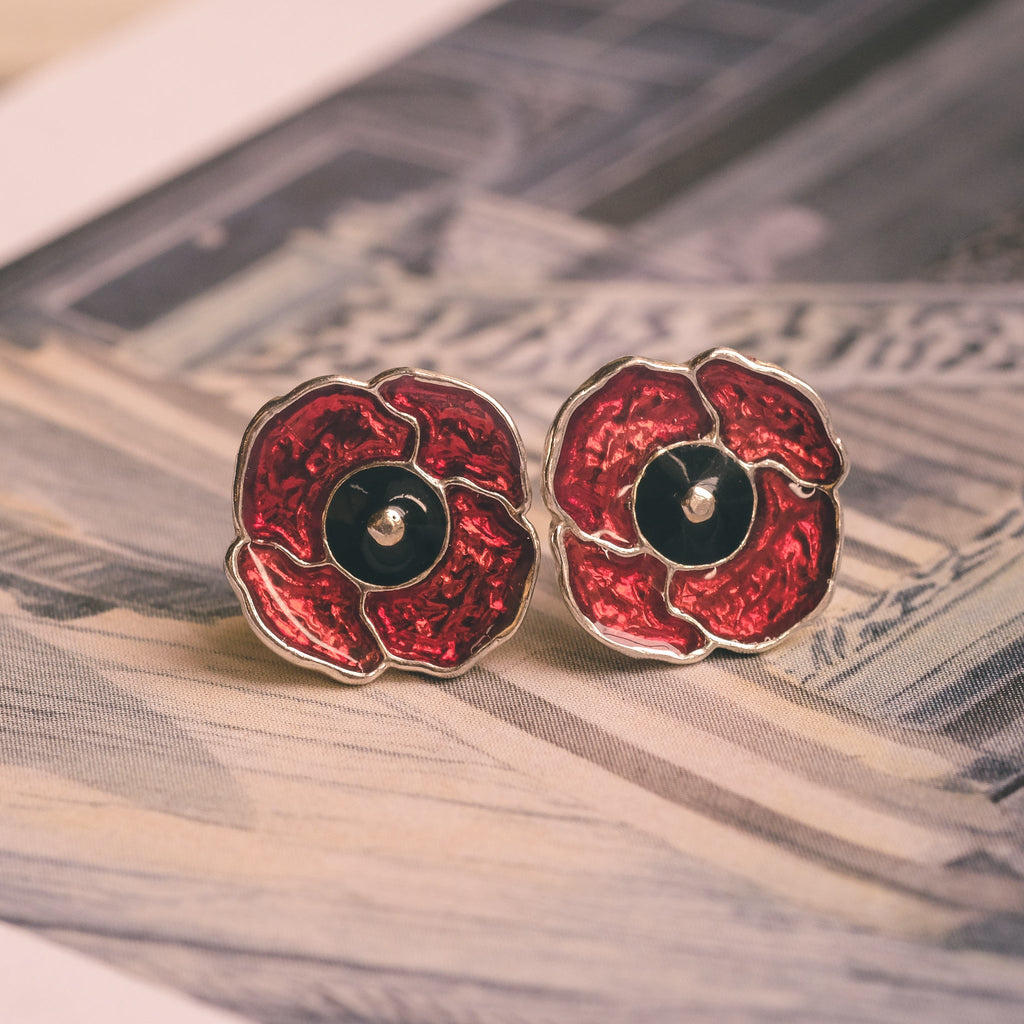 Vintage Enamel Poppy Earrings - Lost Owl Jewelry