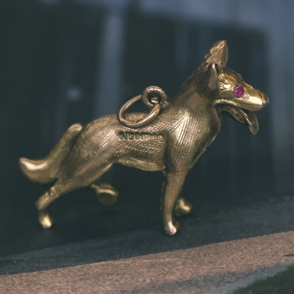 Vintage German Shepherd Charm - Lost Owl Jewelry