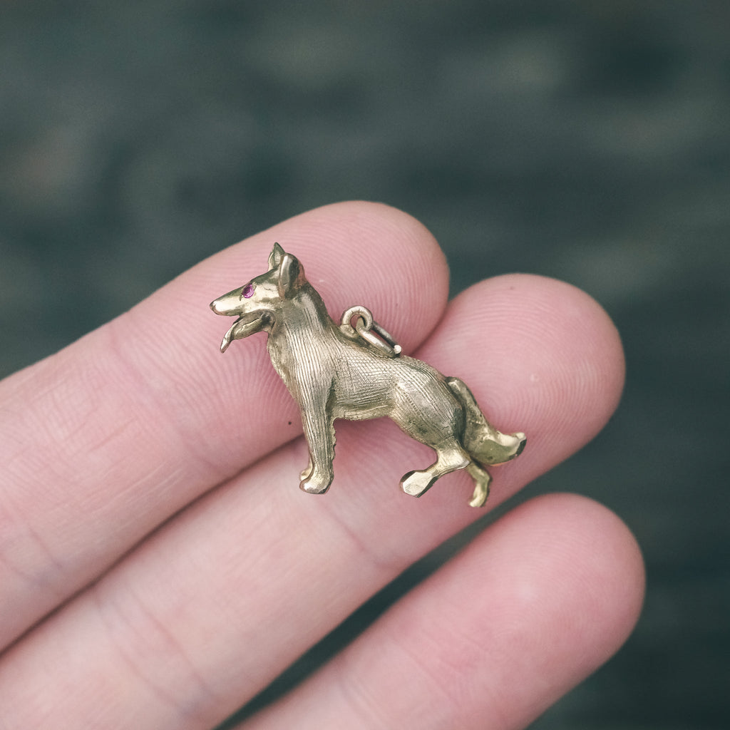 Vintage German Shepherd Charm - Lost Owl Jewelry