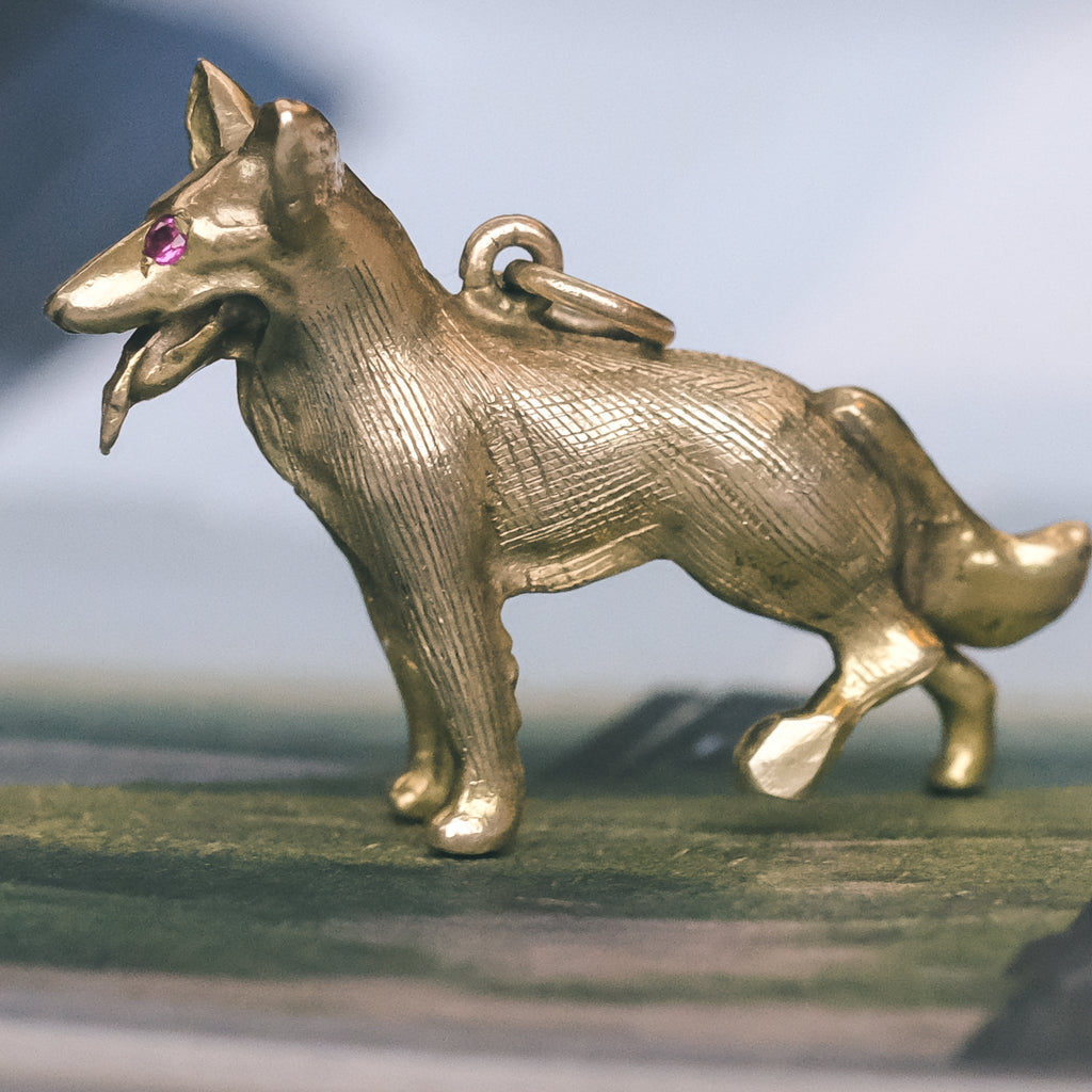 Vintage German Shepherd Charm - Lost Owl Jewelry