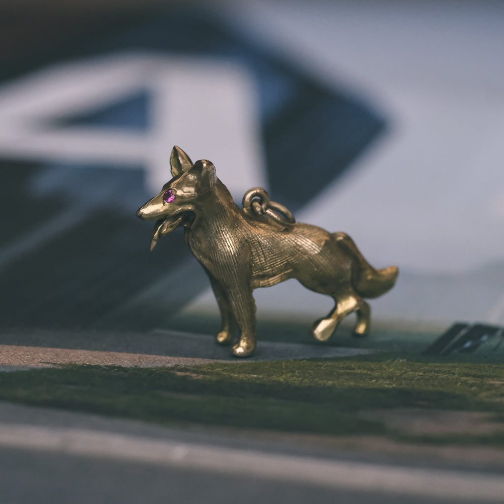 Vintage German Shepherd Charm - Lost Owl Jewelry