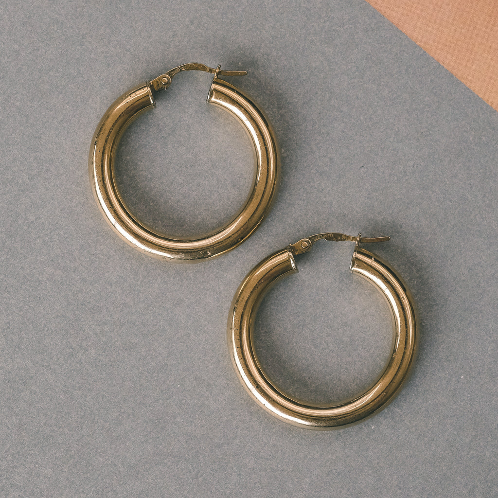 Vintage Gold Hoop Earrings - Lost Owl Jewelry