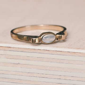 Vintage Moonstone Scroll Ring - Lost Owl Jewelry