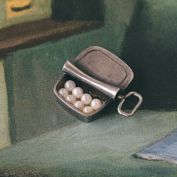 Vintage Pearl 'Caviar Tin' Charm - Lost Owl Jewelry