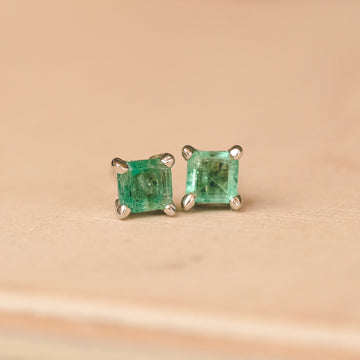 Vintage Square Emerald Studs - Lost Owl Jewelry